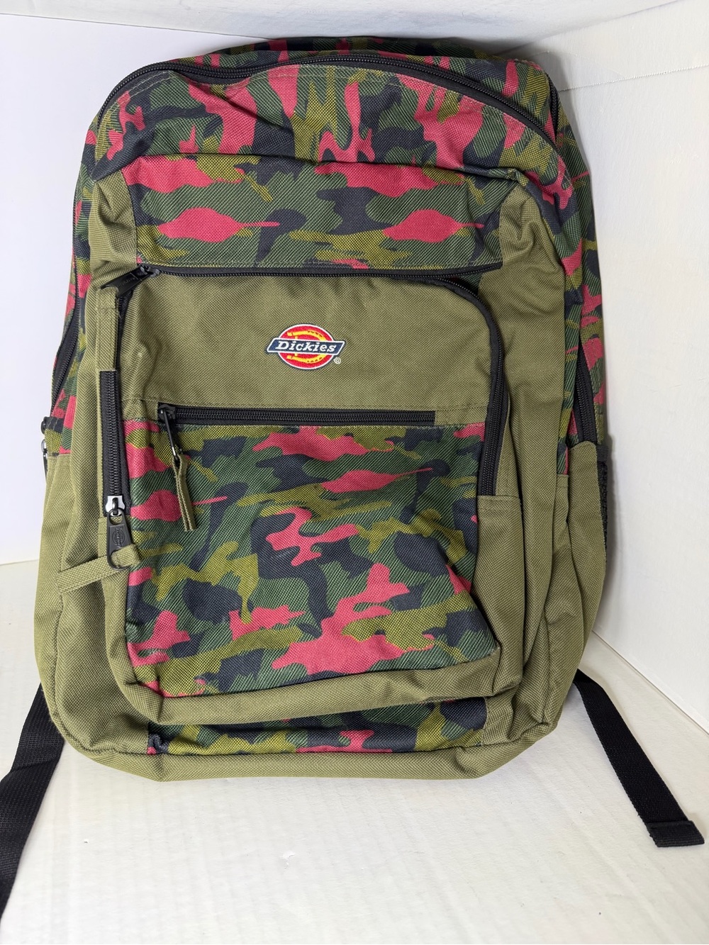 Dickies Olive Green and Pink Camo Backpack